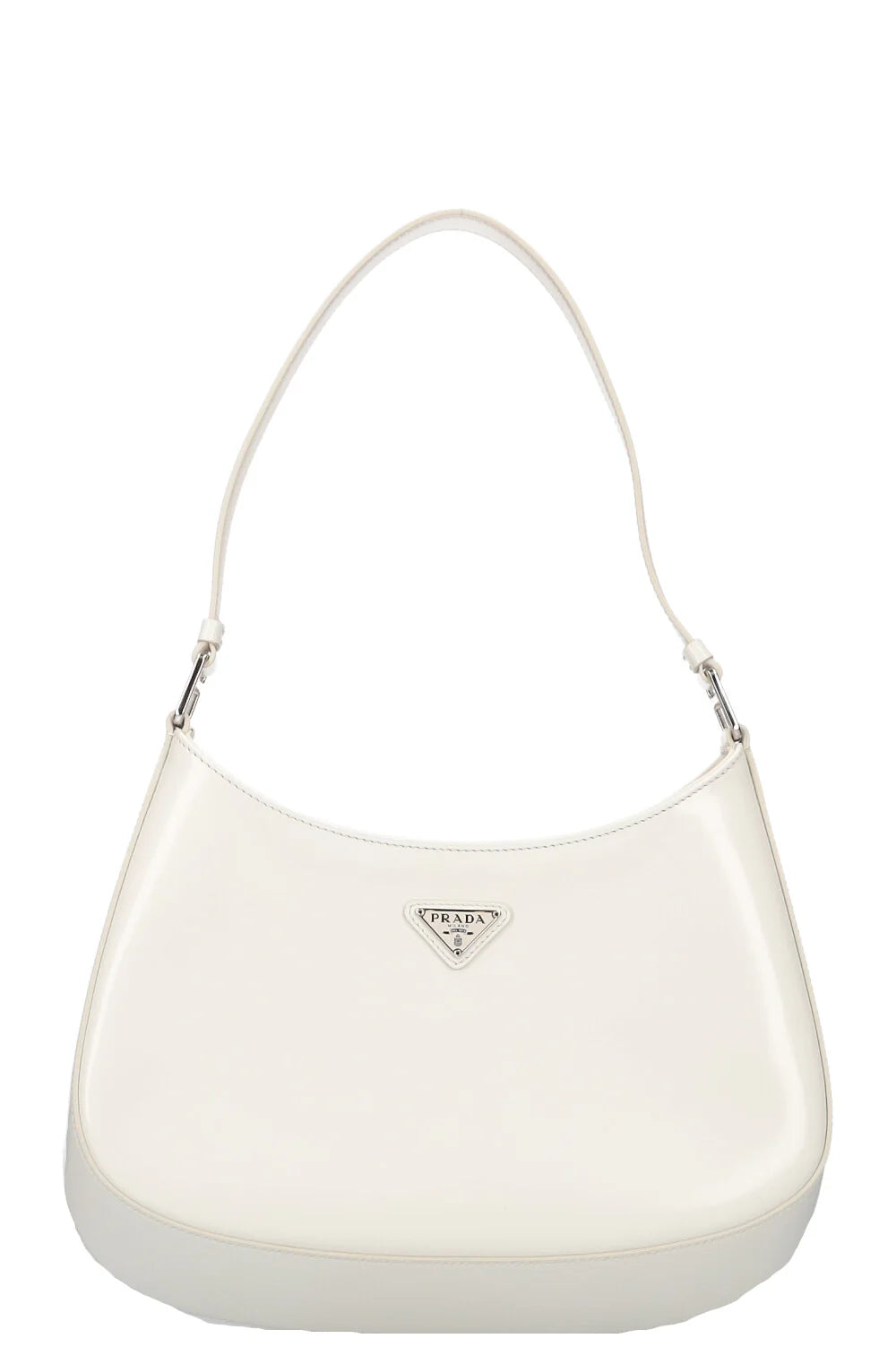 Sac porté épaule Prada Cleo en cuir verni blanc