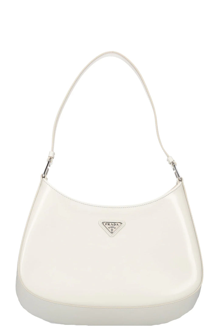 Sac porté épaule Prada Cleo en cuir verni blanc