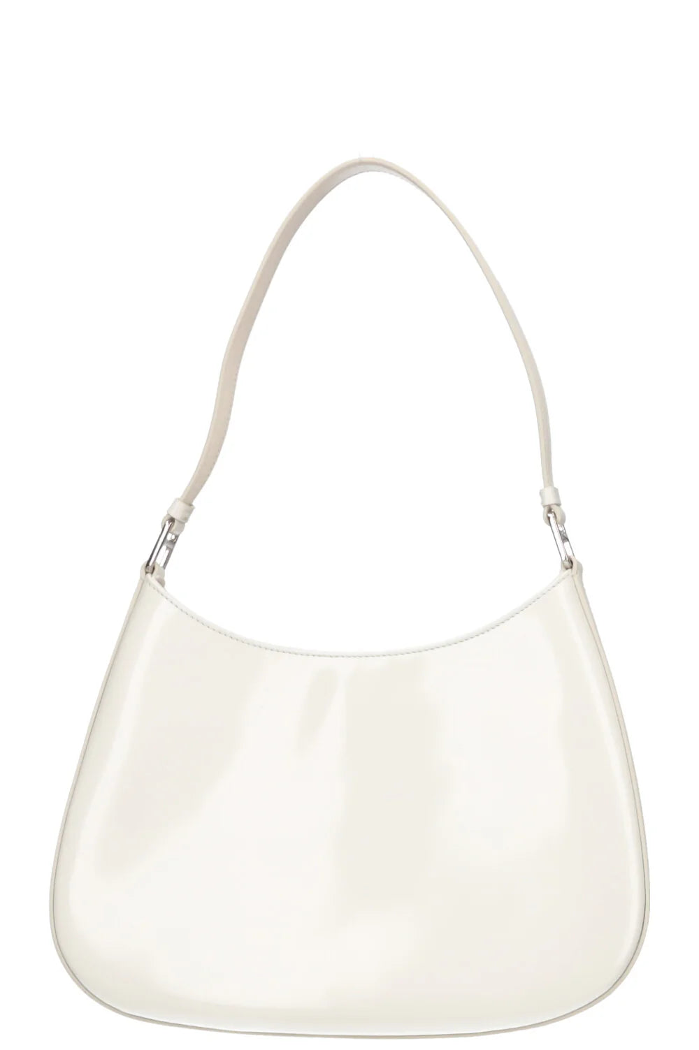 Sac porté épaule Prada Cleo en cuir verni blanc