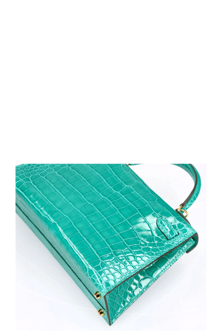 HERMÈS Kelly 20 Alligator Mississippiensis Lisse Vert Jade