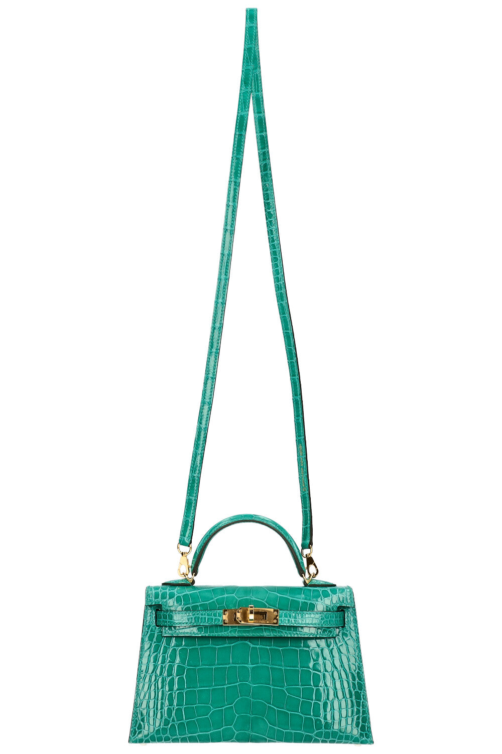 HERMÈS Kelly 20 Alligator Mississippiensis Lisse Vert Jade