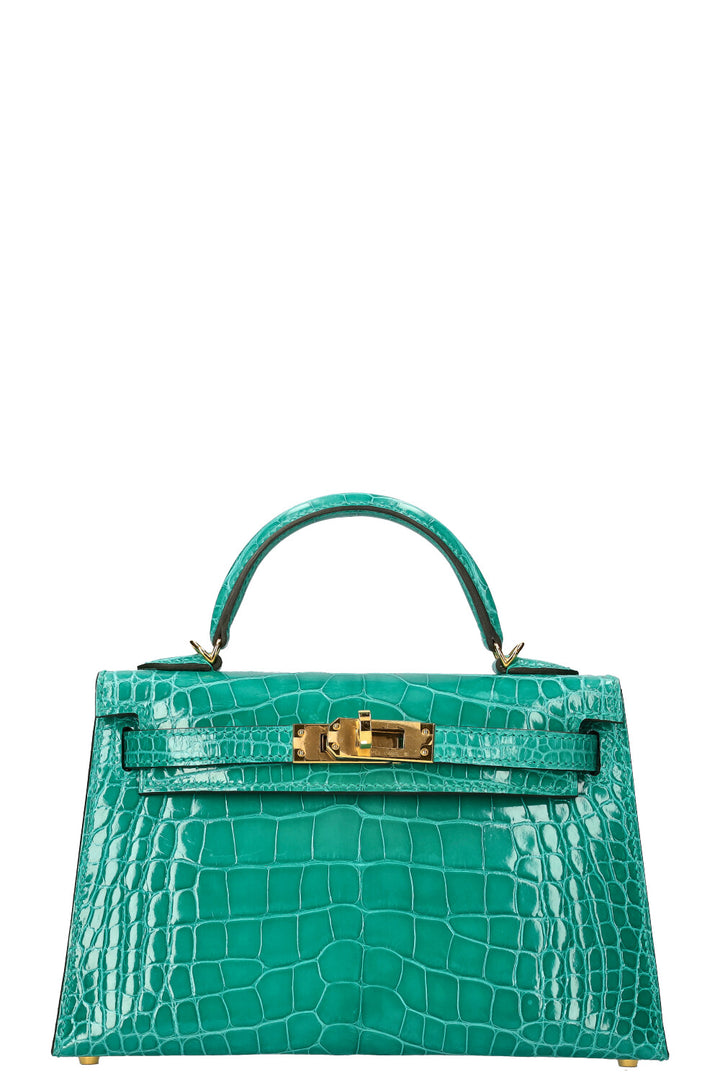 HERMÈS Kelly 20 Alligator Mississippiensis Lisse Vert Jade