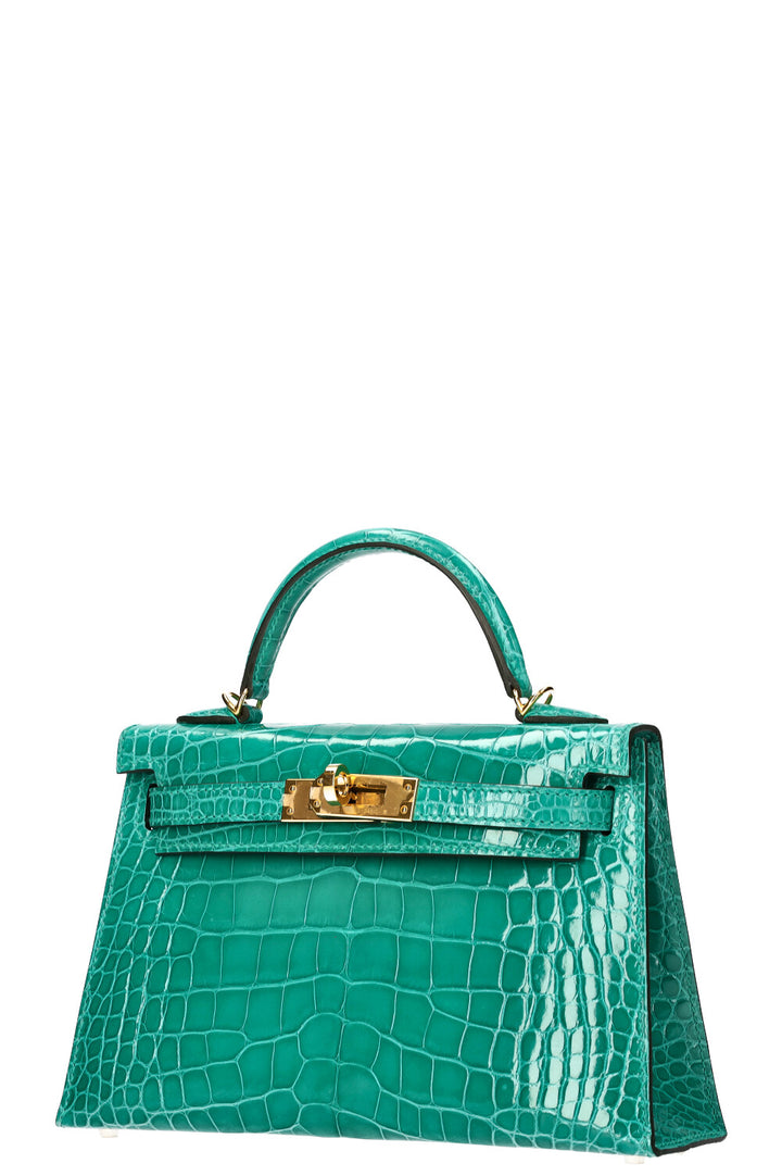 HERMÈS Kelly 20 Alligator Mississippiensis Lisse Vert Jade