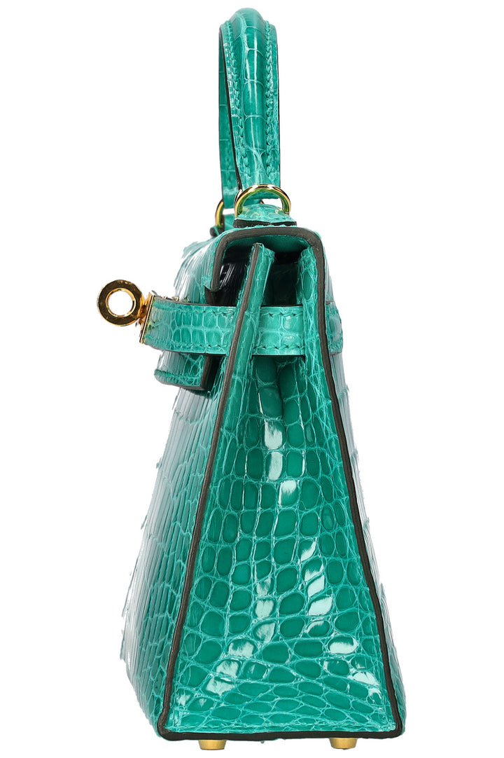 HERMÈS Kelly 20 Alligator Mississippiensis Lisse Vert Jade