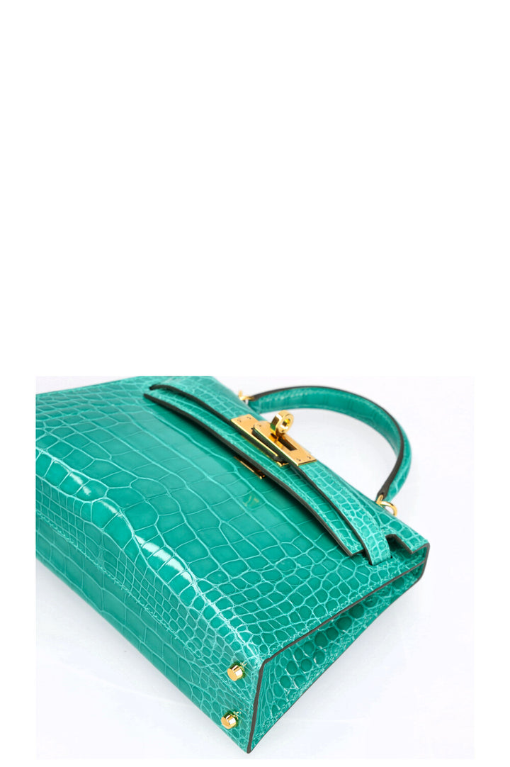 HERMÈS Kelly 20 Alligator Mississippiensis Lisse Vert Jade