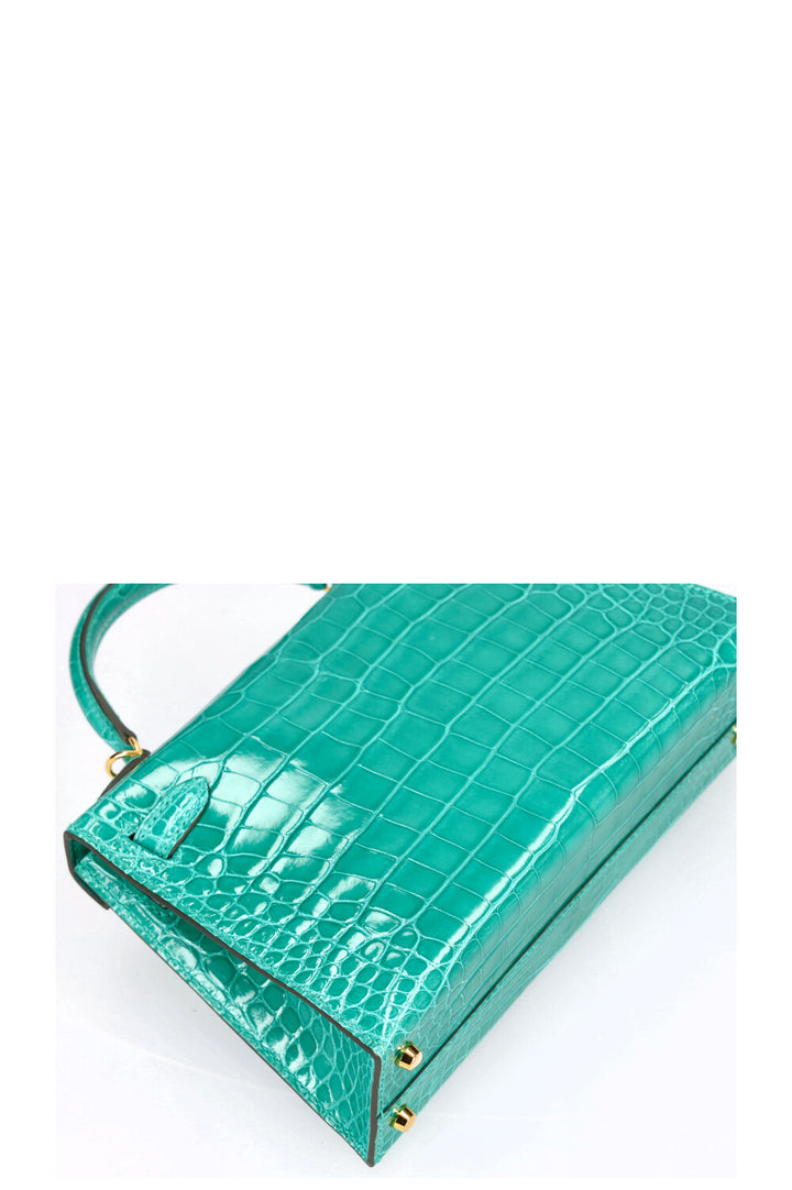 HERMÈS Kelly 20 Alligator Mississippiensis Lisse Vert Jade