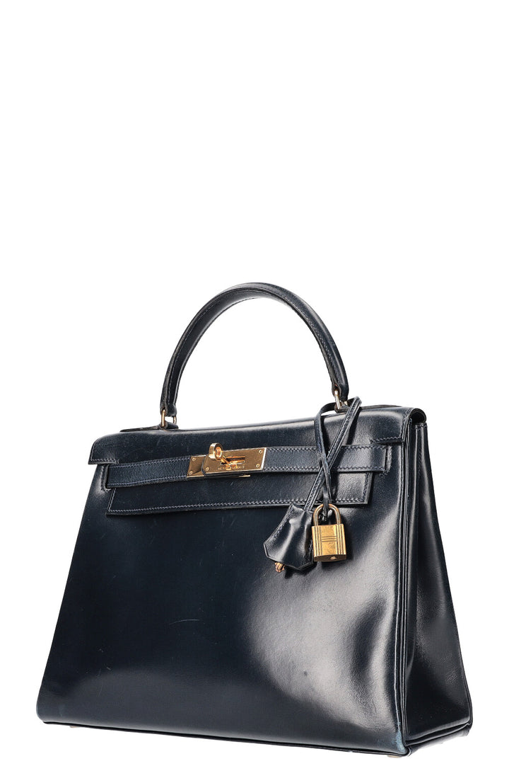 HERMÈS Kelly 28 Box Retourne Midnight Blue