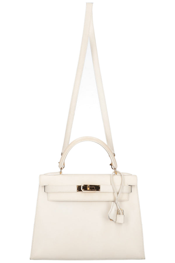 HERMÈS Kelly 28 Sellier Vache Ardennes White