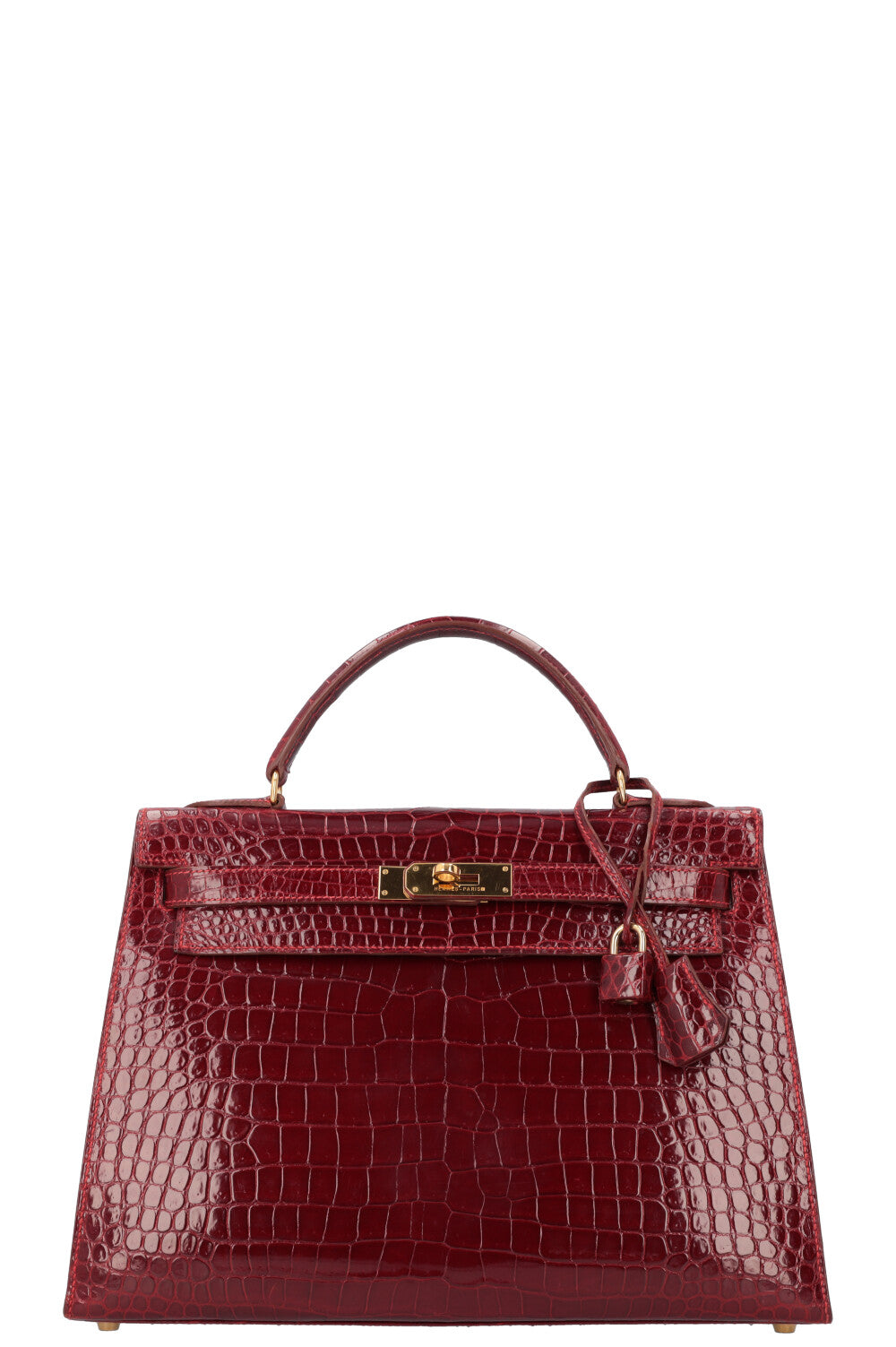 HERMÈS Kelly Sellier 32 Shiny Alligator Mississippiensis Rouge