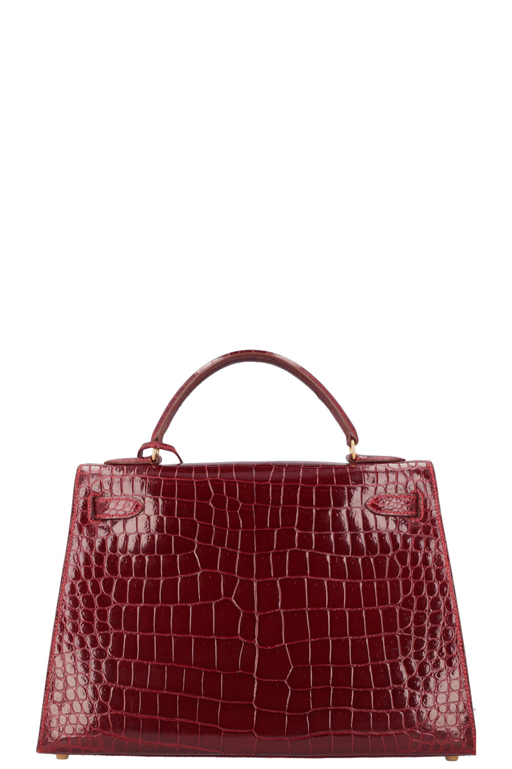 HERMÈS Kelly Sellier 32 Shiny Alligator Mississippiensis Rouge