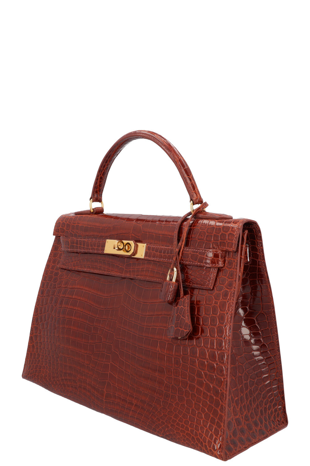 HERMÈS Kelly Sellier 32 Shiny Alligator Mississippiensis Havane