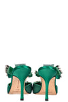MANOLO BLAHNIK Lurum Heels Satin Emerald Green