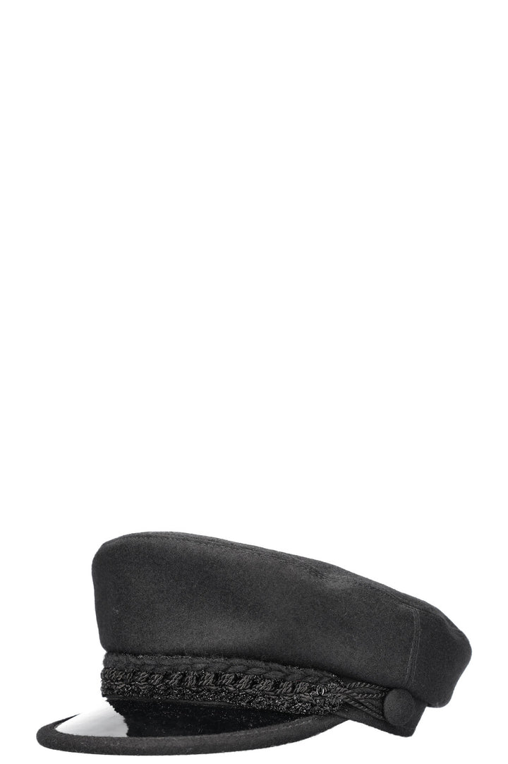 CHANEL Newsboy Hat Wool Black