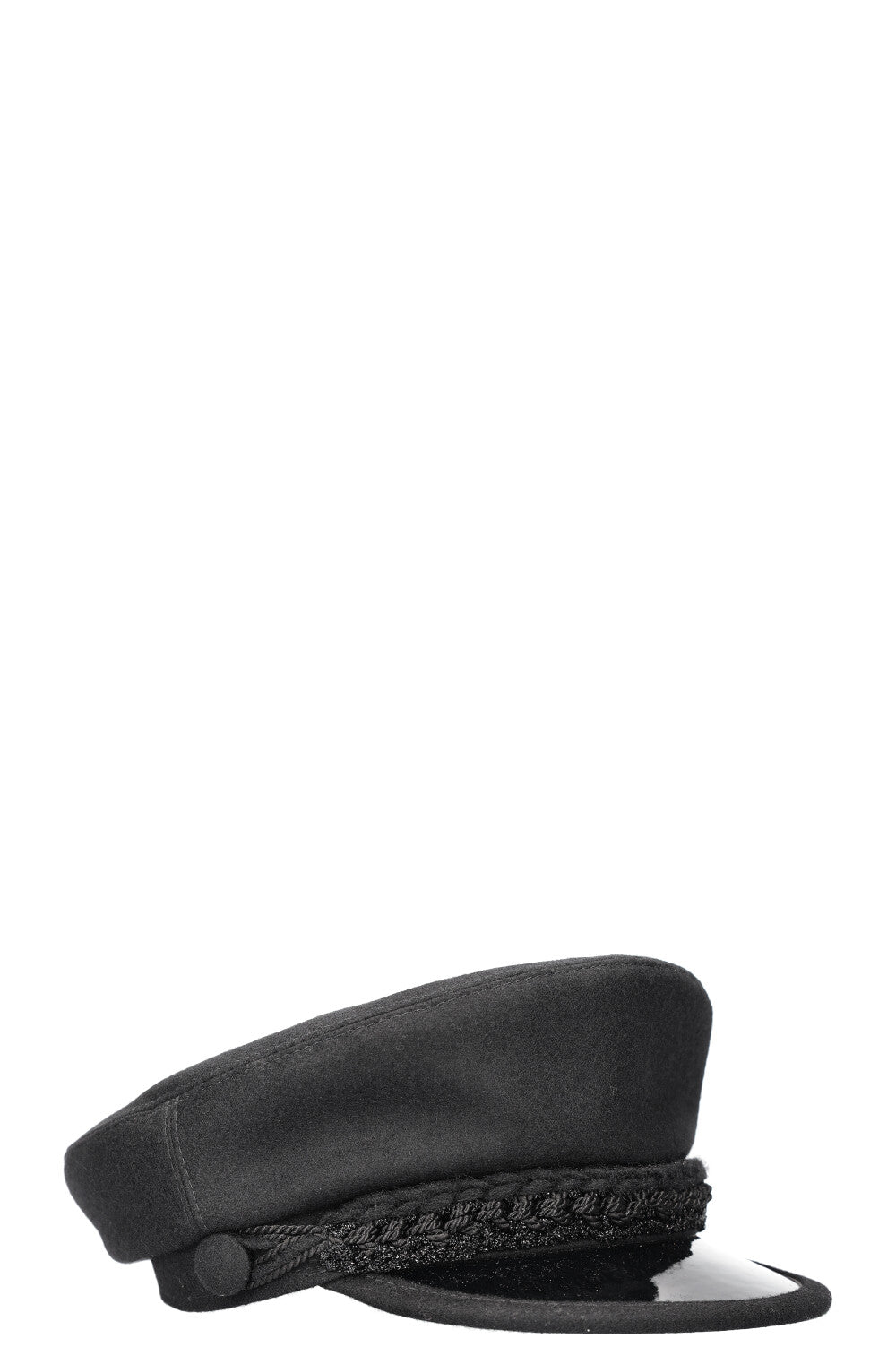 CHANEL Newsboy Hat Wool Black