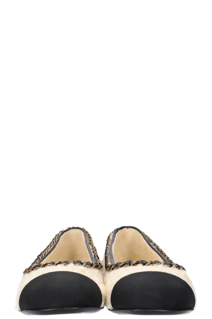 CHANEL Flats Tweed White