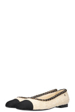 CHANEL Flats Tweed White