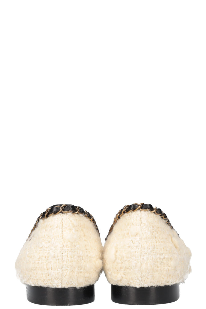 CHANEL Flats Tweed White