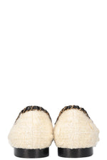CHANEL Flats Tweed White