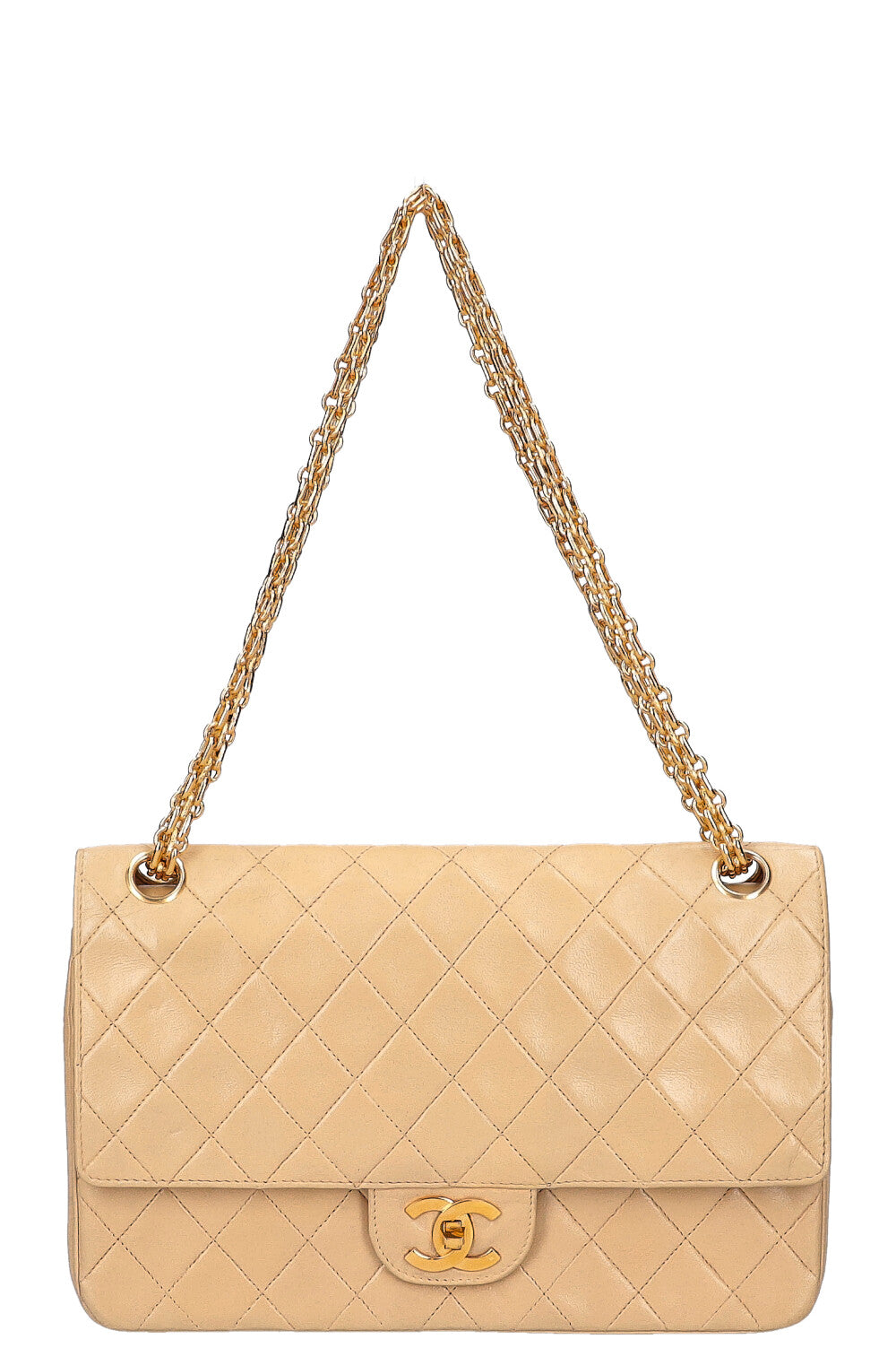 CHANEL Vintage Reissue Chain Double Flap Bag Beige