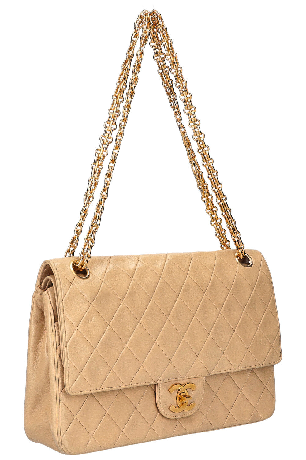 CHANEL Vintage Reissue Chain Double Flap Bag Beige