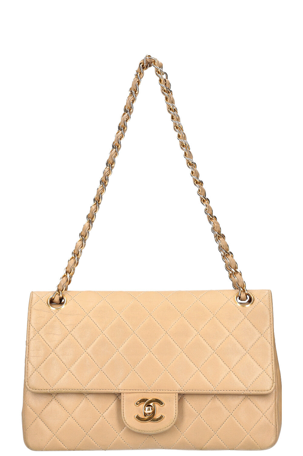 CHANEL Double Flap Bag Beige