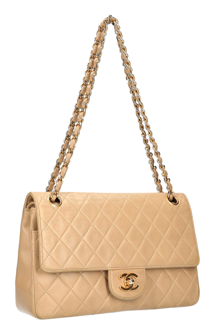 CHANEL Double Flap Bag Beige