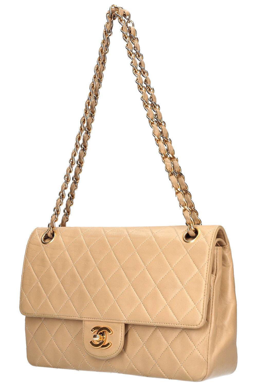 CHANEL Double Flap Bag Beige