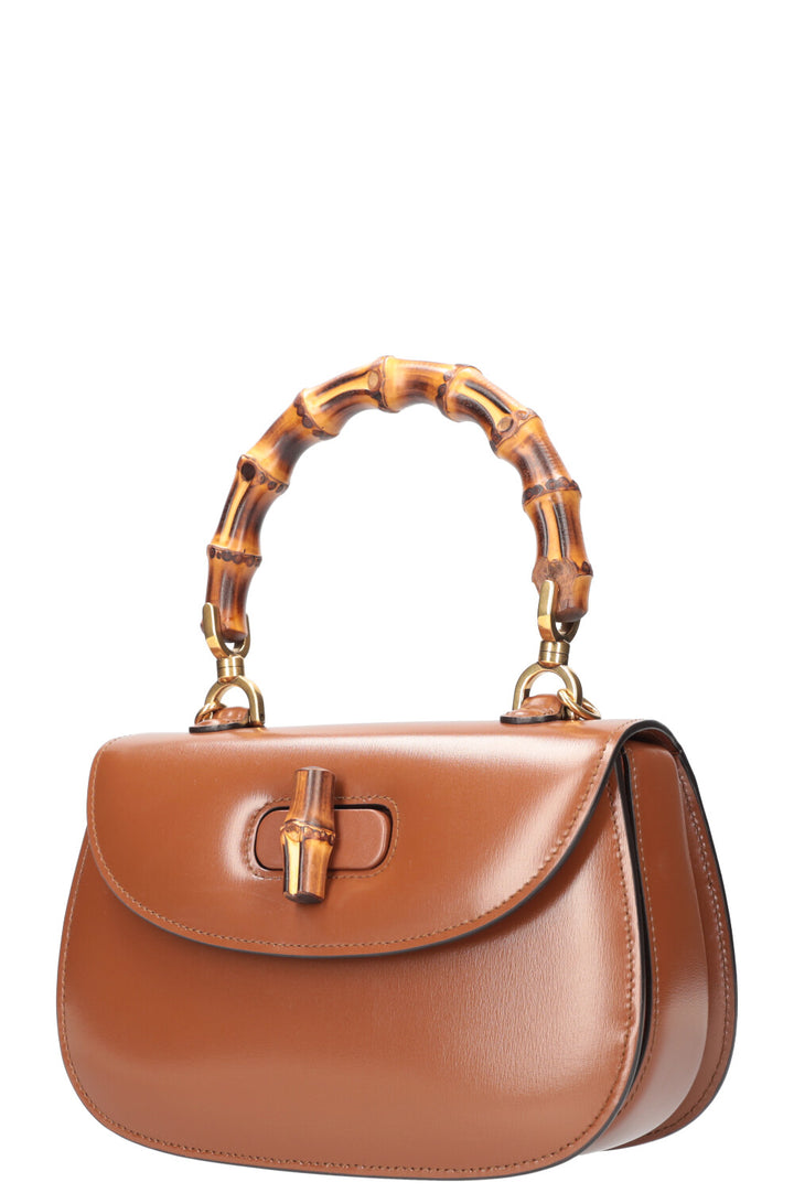 GUCCI Bamboo 1947 Top Handle Bag Small Cognac