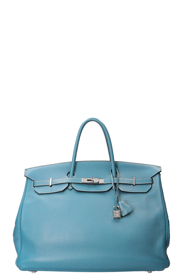 HERMÈS Birkin 40 Clemence Bleu Jean