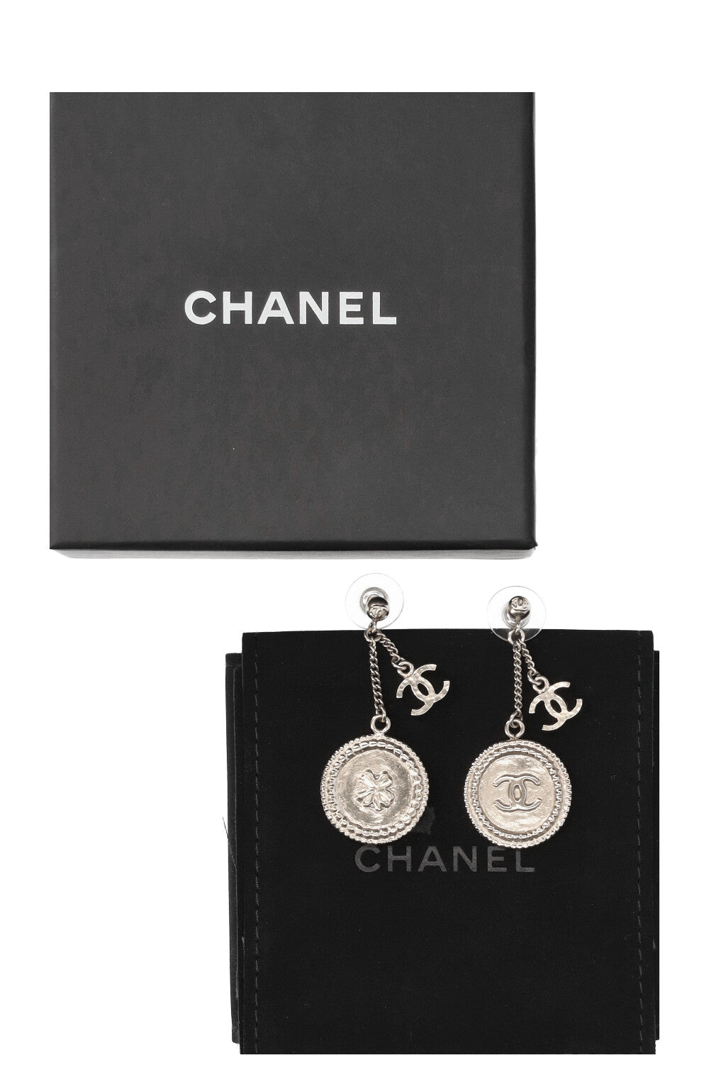 CHANEL CC Drop Earrings Lucky Leaf B15