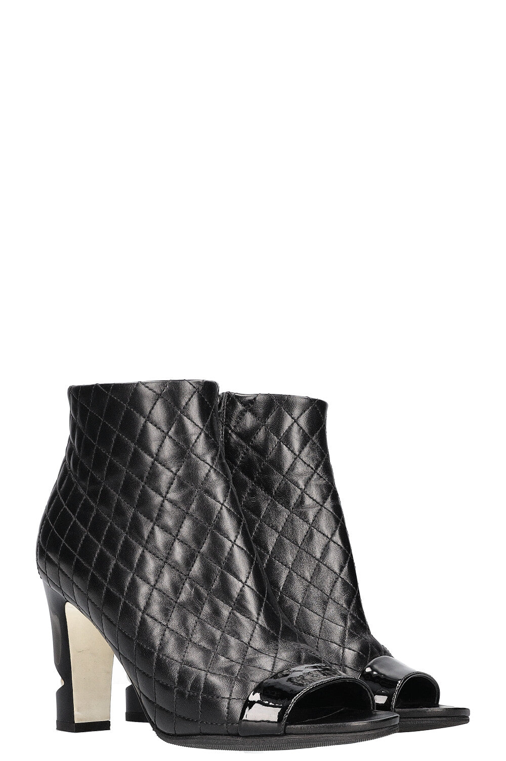 CHANEL Quilted Pearl Boots Black