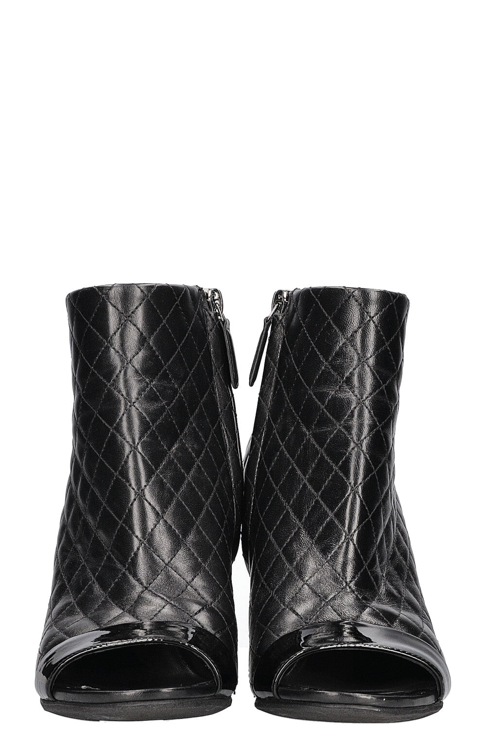 CHANEL Quilted Pearl Boots Black