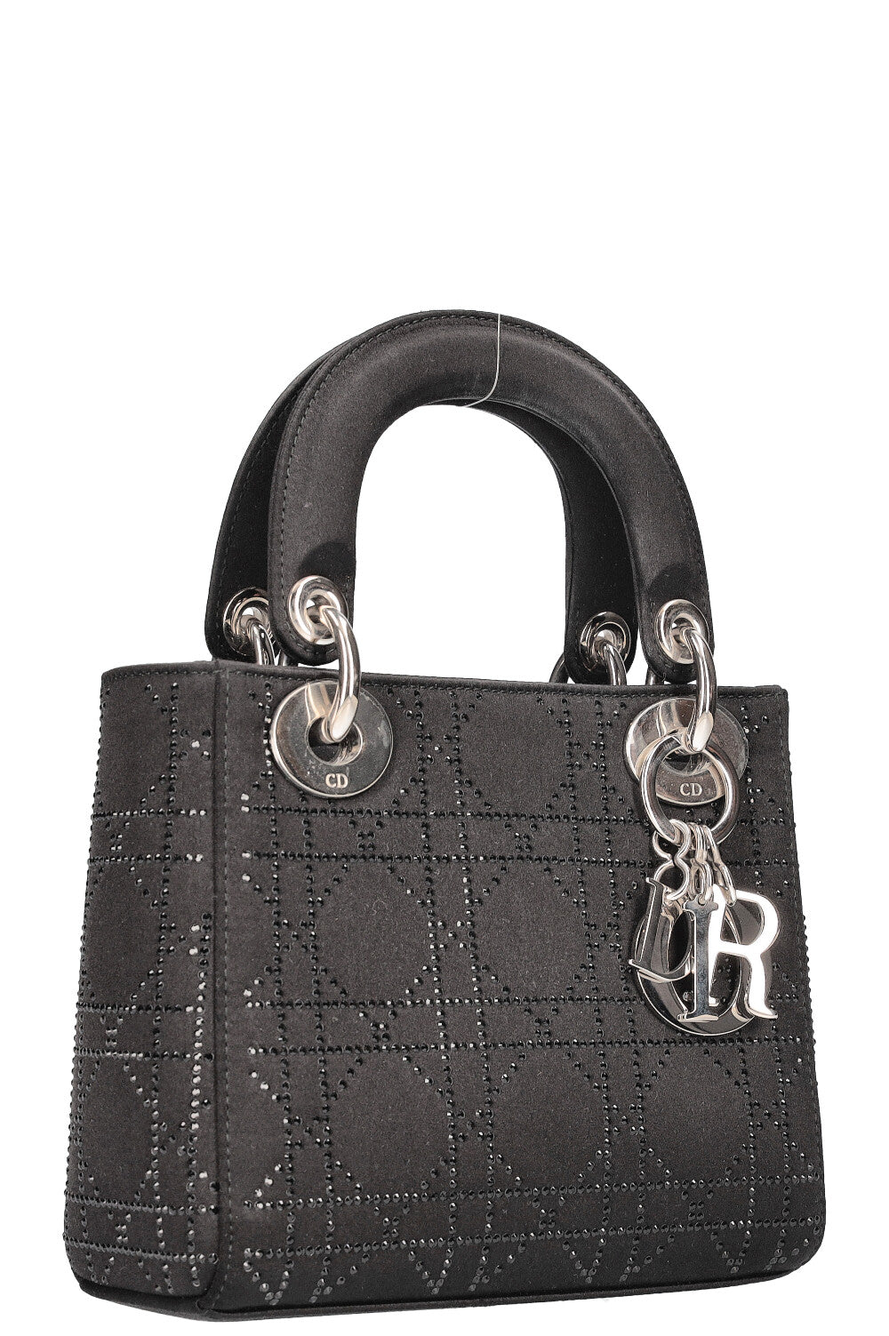 CHRISTIAN DIOR Mini Lady Dior Bag Cannage Strass Satin Black – REAWAKE