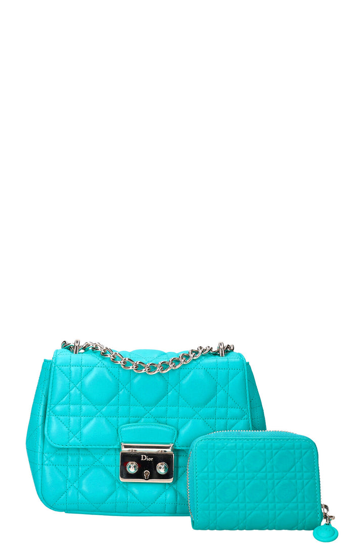 CHRISTIAN DIOR Miss Dior Small Shoulder Bag with Wallet Turquoise