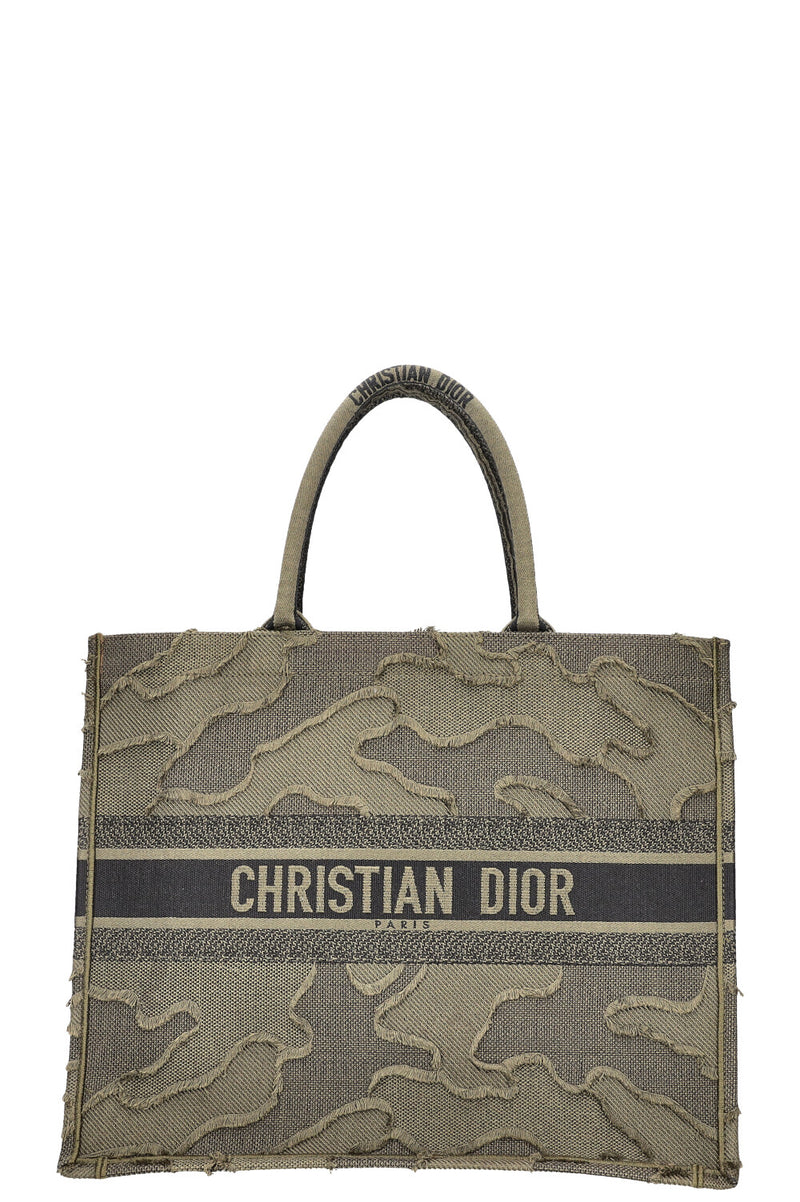 CHRISTIAN DIOR Large Book Tote Camouflage Embroidered Green