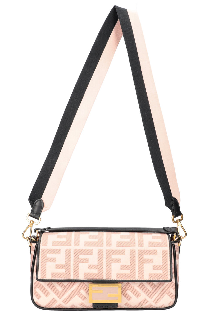 FENDI Baguette NM Zucca Embroidered Canvas Pink