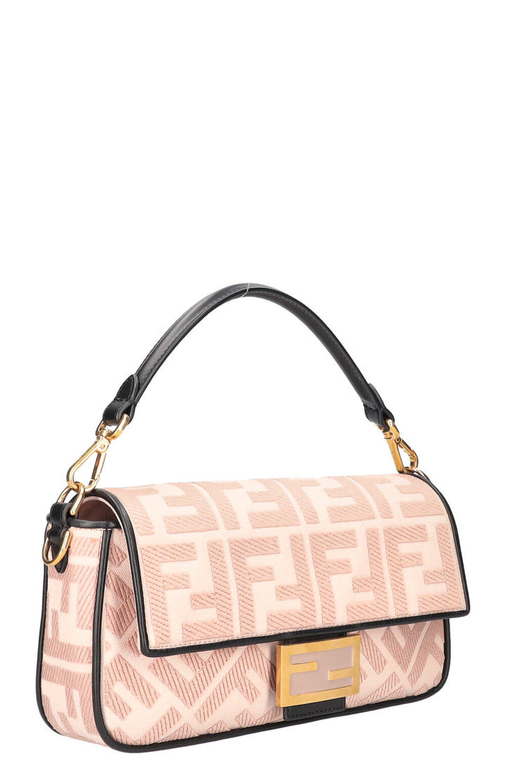 FENDI Baguette NM Zucca Embroidered Canvas Pink