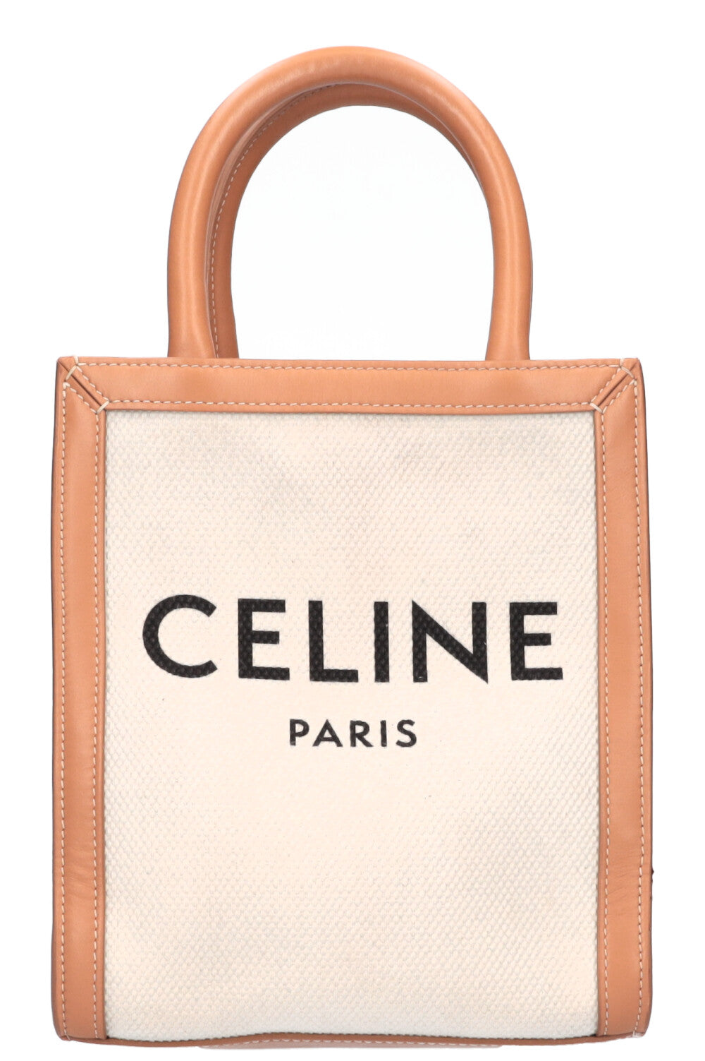 CELINE Logo Mini Vertical Cabas Tote Canvas & Leather