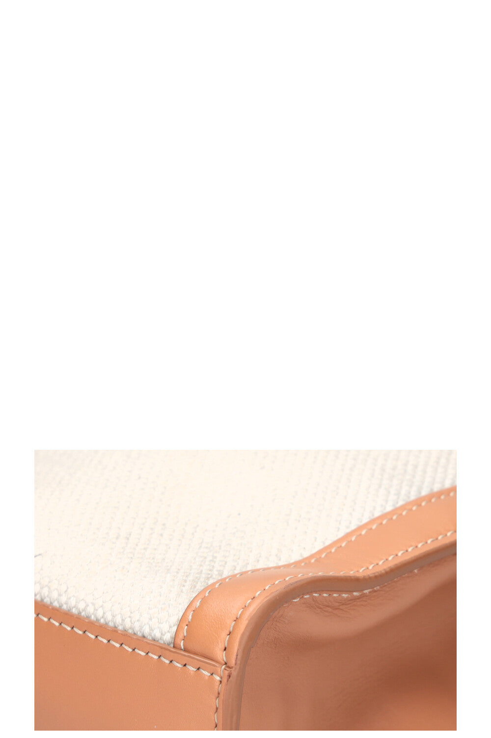 CELINE Logo Mini Vertical Cabas Tote Canvas & Leather White
