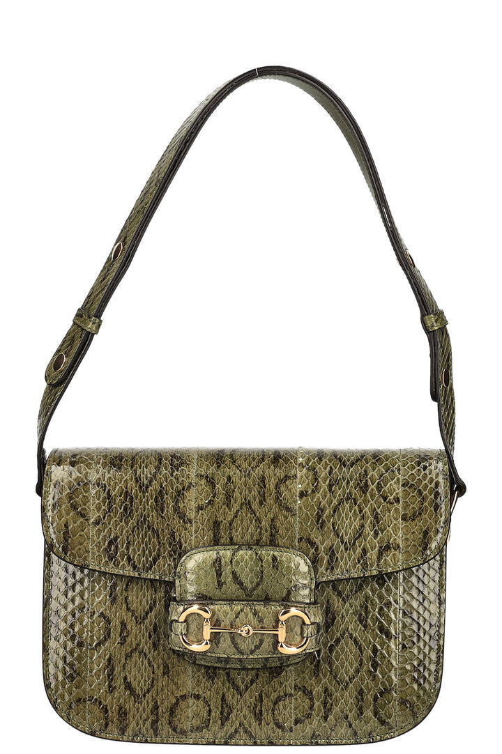 GUCCI Horsebit 1955 Bag Python Green