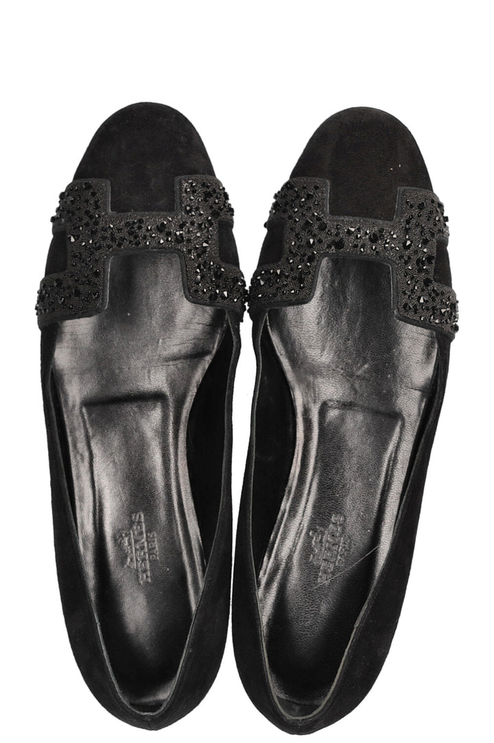 HERMÈS Nice Ballerinas Glitter Black