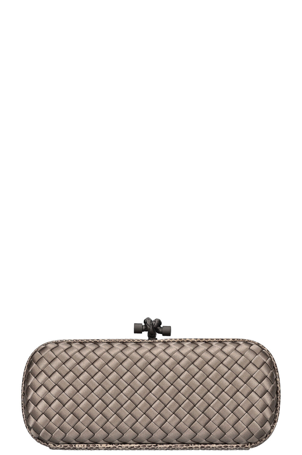 BOTTEGA VENETA Knot Clutch Intrecciato Silver