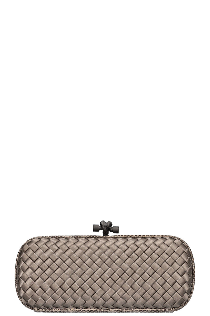 BOTTEGA VENETA Knot Clutch Intrecciato Silver