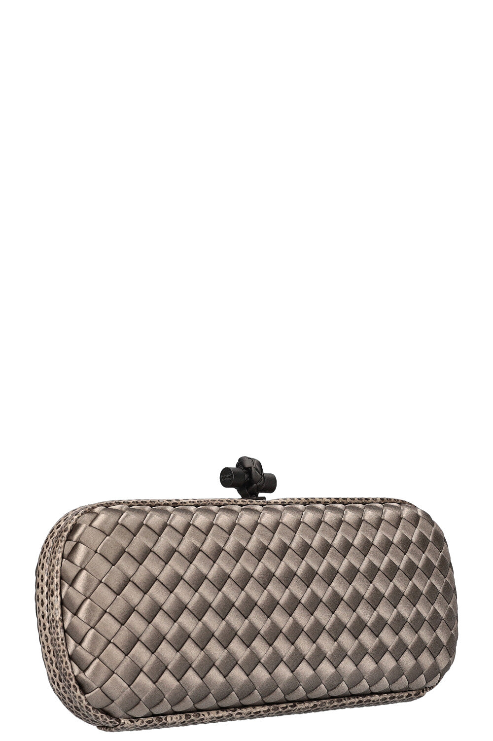 BOTTEGA VENETA Knot Clutch Intrecciato Silver