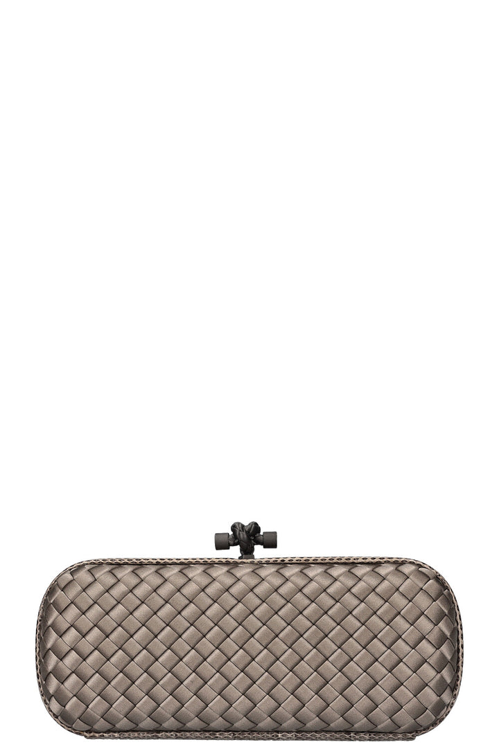 BOTTEGA VENETA Knot Clutch Intrecciato Silver