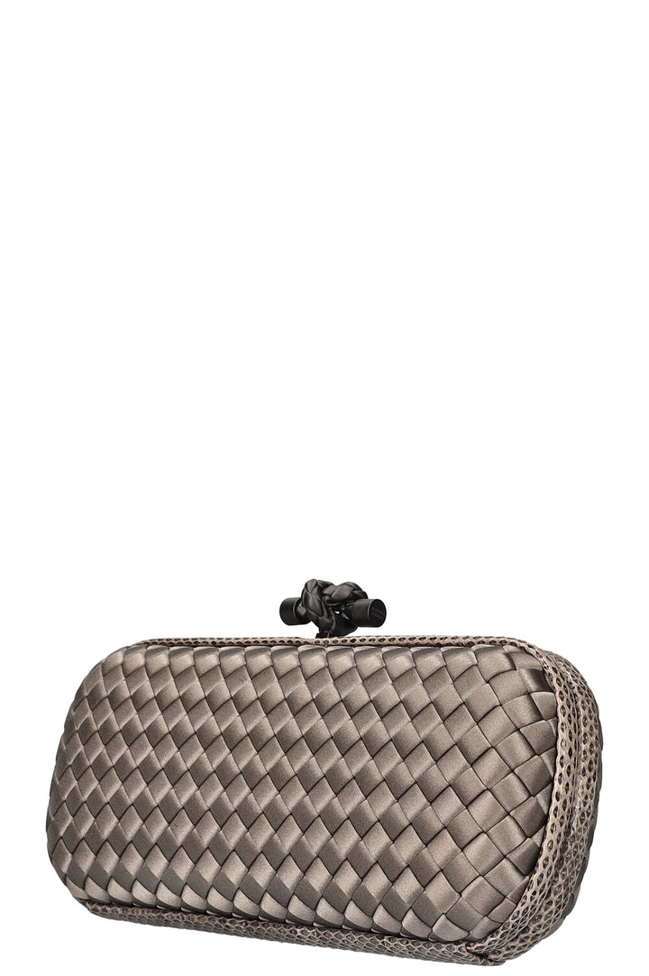 BOTTEGA VENETA Knot Clutch Intrecciato Silver