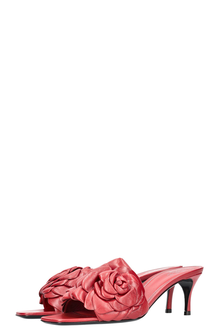 VALENTINO ATELIER Mules Talons Fleur Rouge 