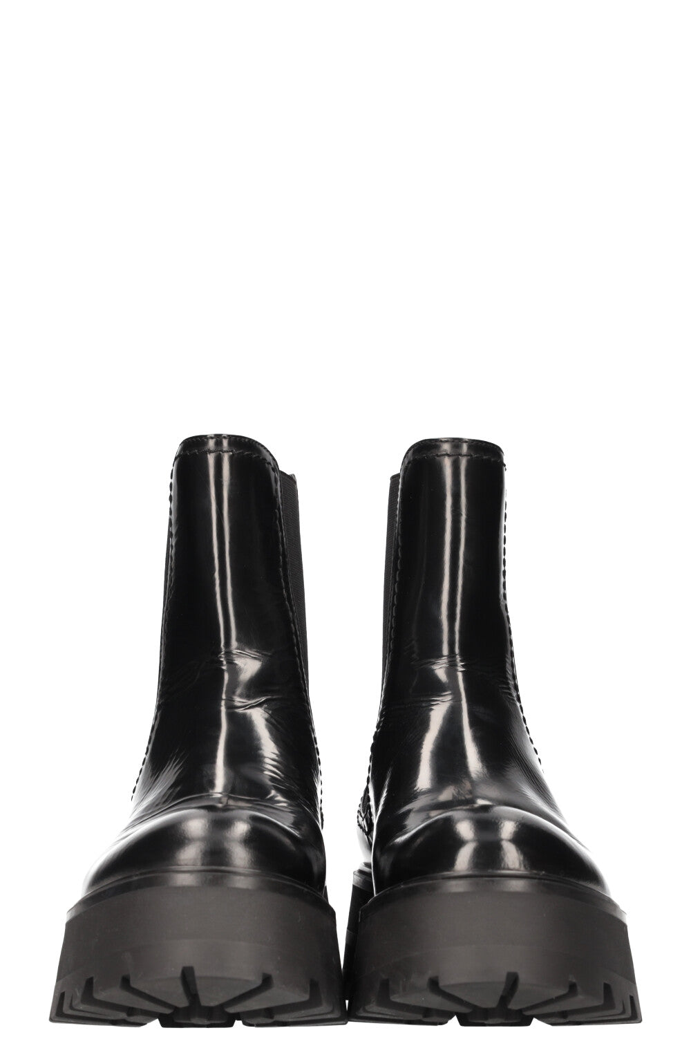 ALEXANDER MCQUEEN Chunky Chelsea Boots Patent Black