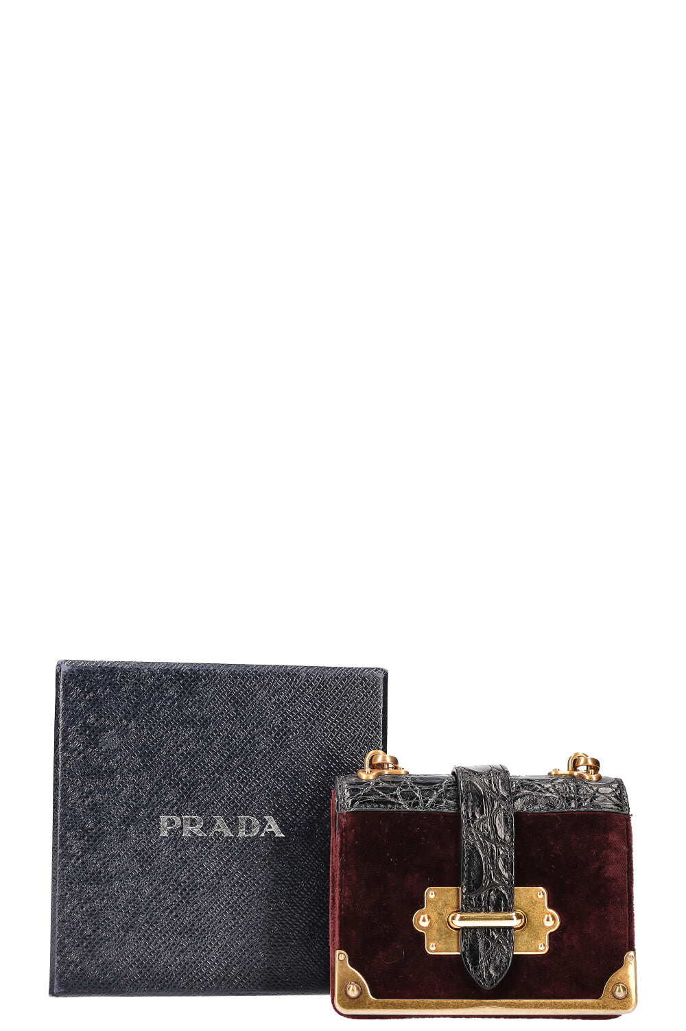 PRADA Micro Cahier Bag Velvet Crocodile