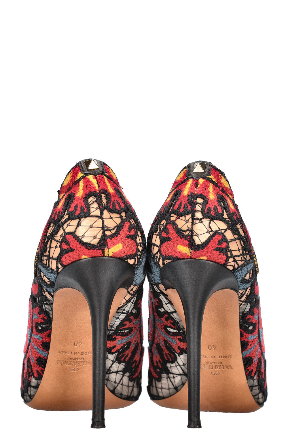 VALENTINO Heels Embroidery Red & Yellow